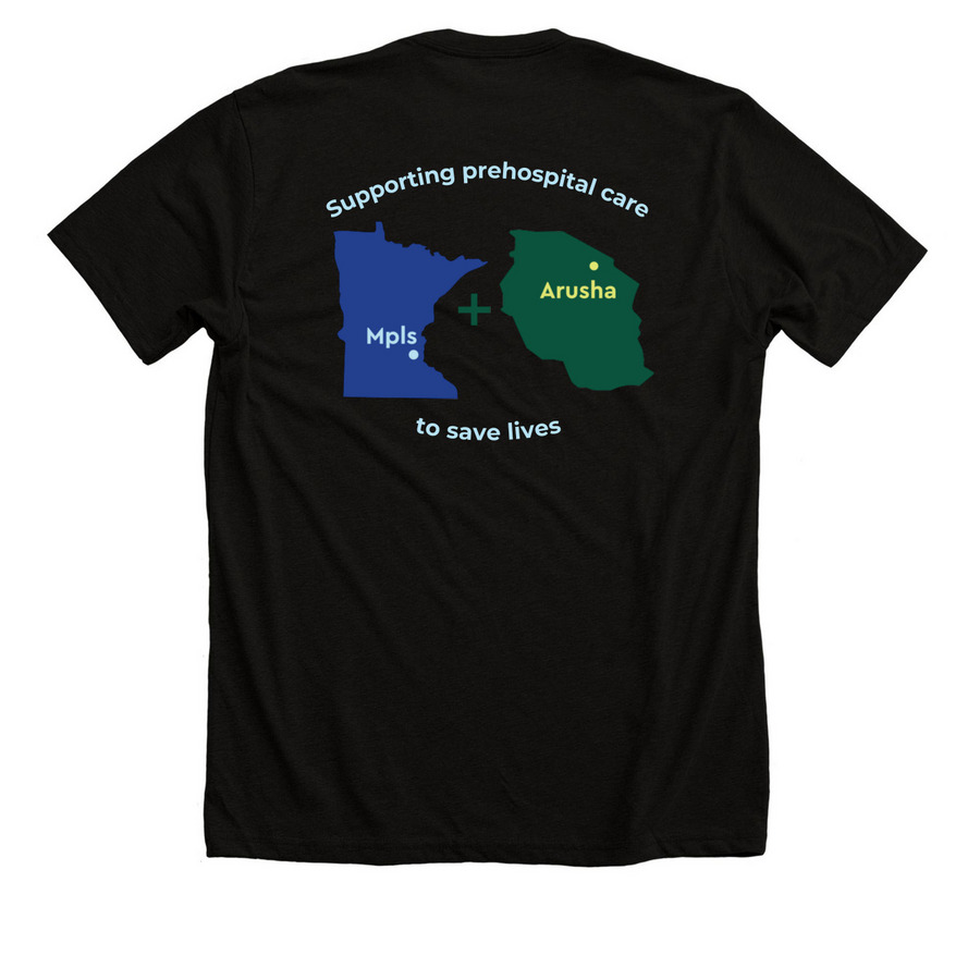 TZEMS MN+TZ Tee - Dark, a Solid Black Blend Premium Unisex Tee (back-view)