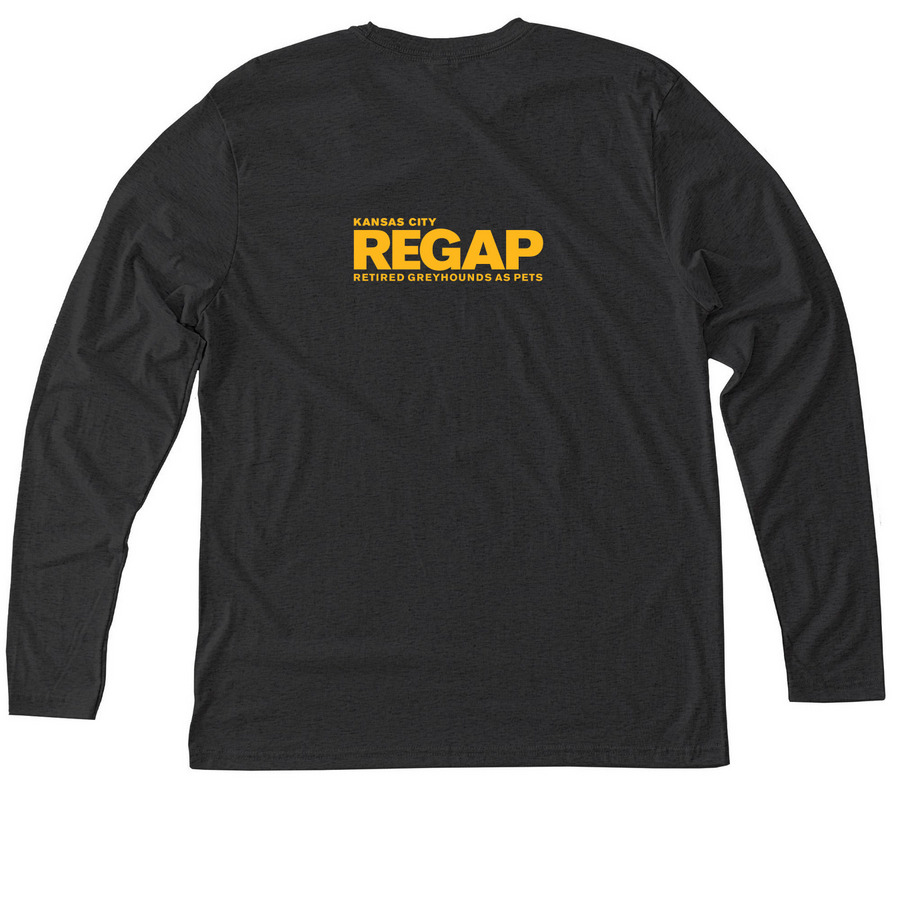 KCREGAP - Gold Logo Long Sleeves, a Vintage Black Triblend Long Sleeve Tee (back-view)
