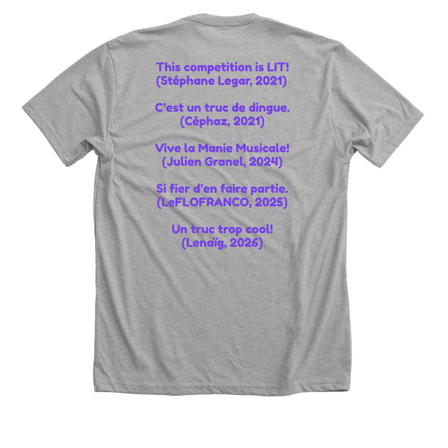 Manie Musicale artist quotes, 2021-2026, a Athletic Heather Premium Unisex Tee (back-view)