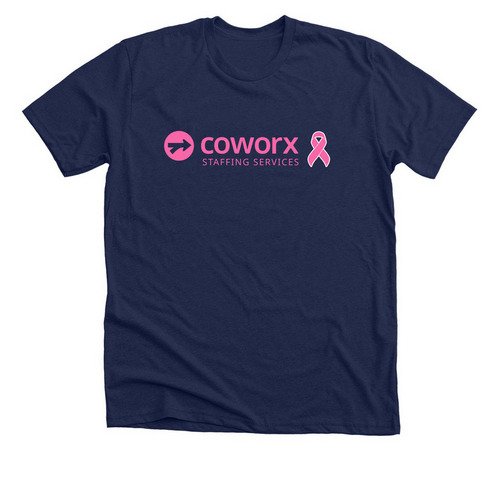 CoWorx Pink Logo Navy Shirt, a Solid Navy Blend Premium Unisex Tee