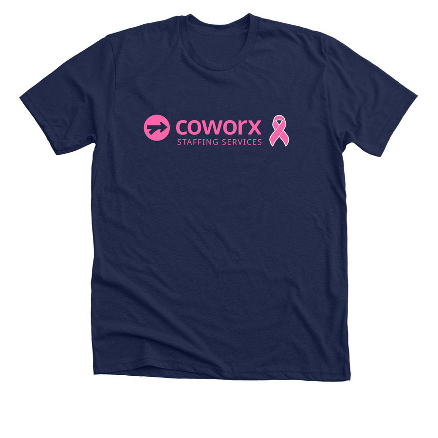 CoWorx Pink Logo Navy Shirt, a Solid Navy Blend Premium Unisex Tee