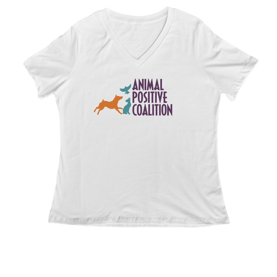 3-Color (APC) Logo - light, a White Women's Relaxed V-Neck Tee
