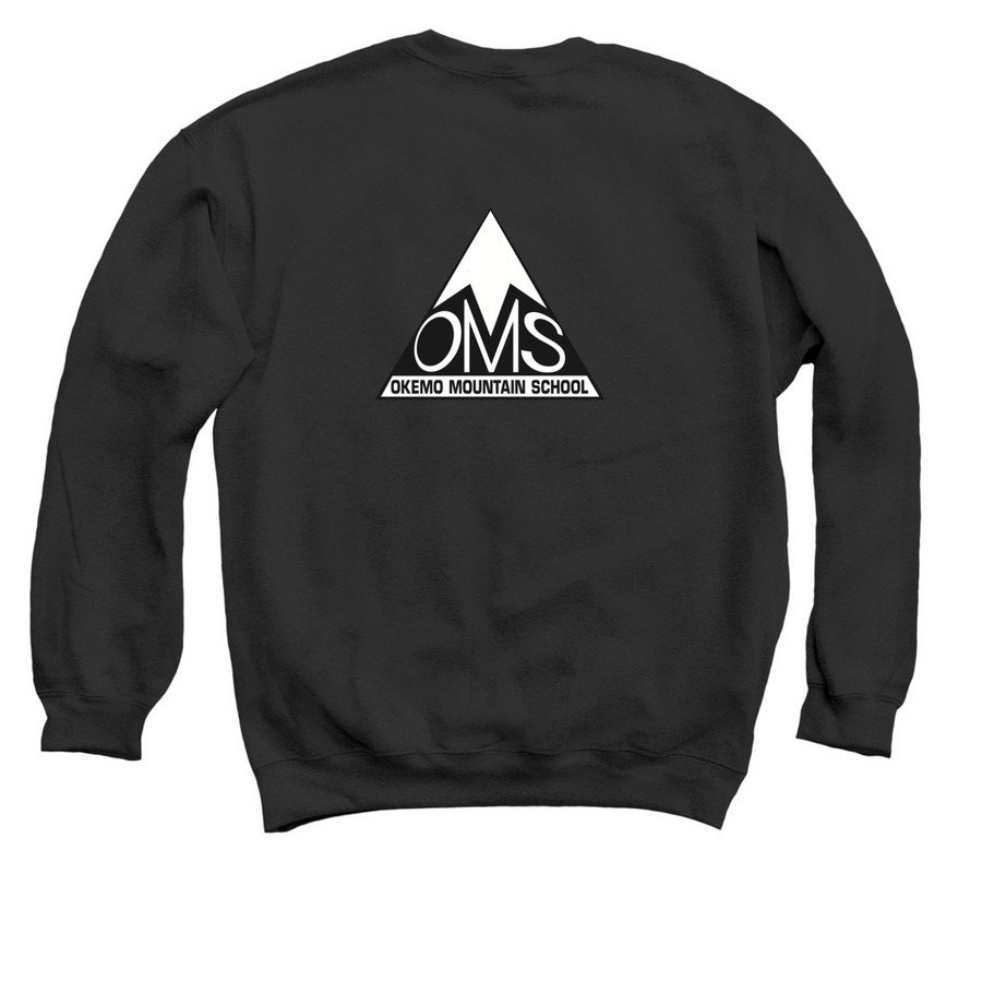 OMS Snowflake: Adult Merch, a Black Crewneck Sweatshirt (back-view)