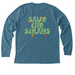 Save the Strays, a Heather Deep Teal Premium Long Sleeve Tee (back-view)