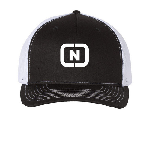 NCC II, a Black/ White Printed Five-Panel Trucker Cap