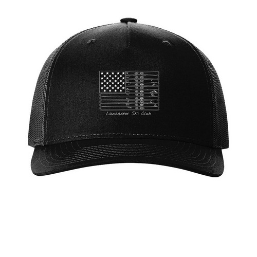 LSC Flag Logo Baseball Hat, a Black Printed Five-Panel Trucker Cap