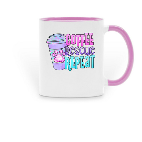Coffee Rescue Repeat Mug, a Pink Two-Tone Ceramic Mug