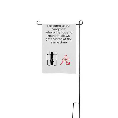 Welcome to our campsite sign, a White 12" x 18" Yard Flag with Stake
