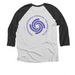 On the Verge T-Shirts & Sweatshirts, a Black and Heather White 3/4 Sleeve Baseball Tee (back-view)