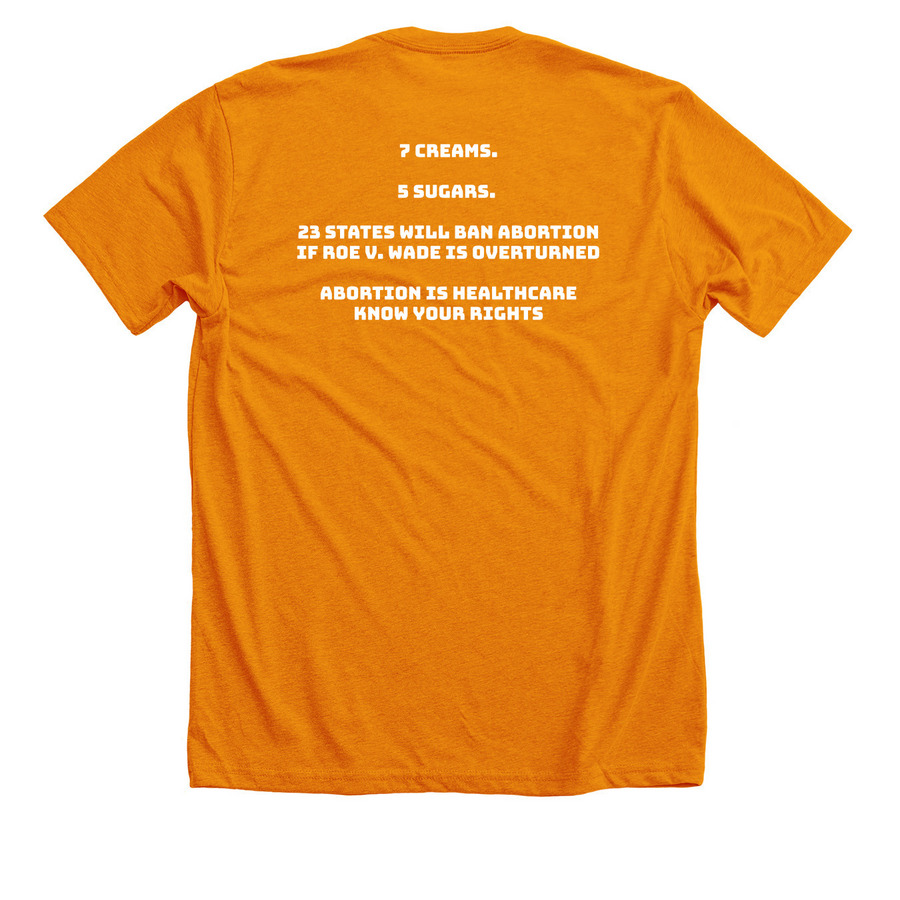 Dunking Darling (abortion fundraiser), a Heather Orange Premium Unisex Tee (back-view)
