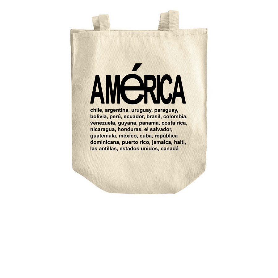 Am?rica Tote, a Natural Over-the-Shoulder Shopping Tote Bag (back-view)