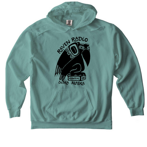 Raven Radio Classic Logo Hoodie & Crewneck, a Seafoam Comfort Colors Pullover Hoodie