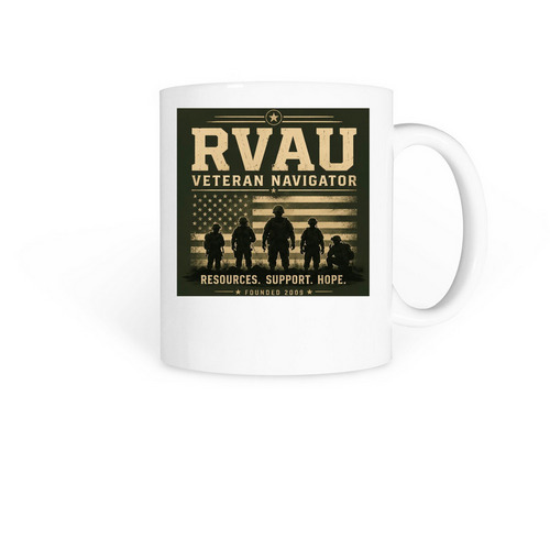 RVAU Veteran Navigator Support Mug, a White Coffee Mug