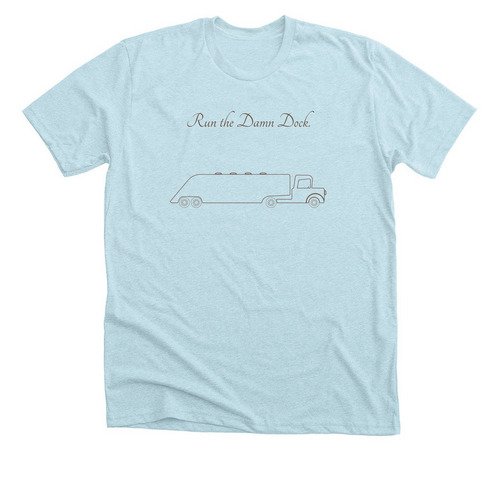 Run the Damn Dock., a Heather Ice Blue Premium Unisex Tee