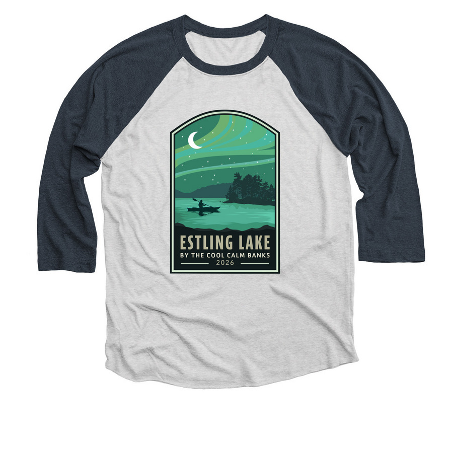 Baseball Tee (Adult Unisex), a Indigo and Heather White 3/4 Sleeve Baseball Tee