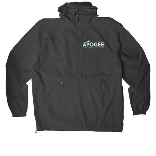 ABM Logo Quarter-Zip Windbreaker, a Graphite Packable Anorak