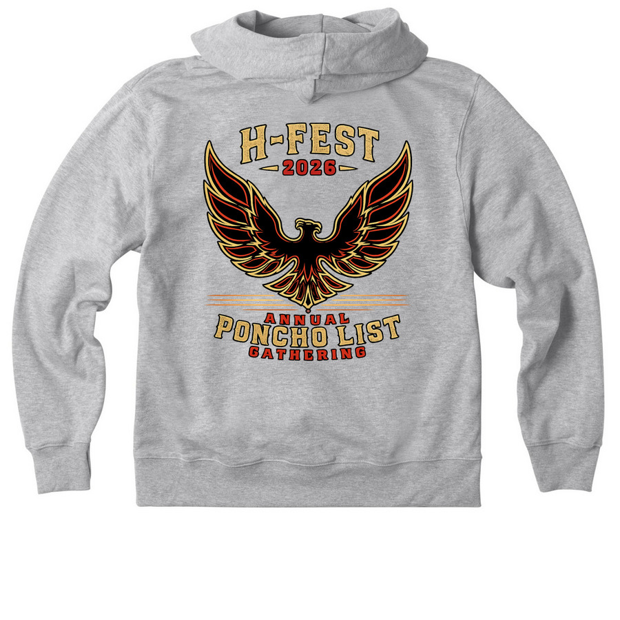 H-Fest 2026, a Athletic Heather Premium Heavyweight Pullover Hoodie (back-view)
