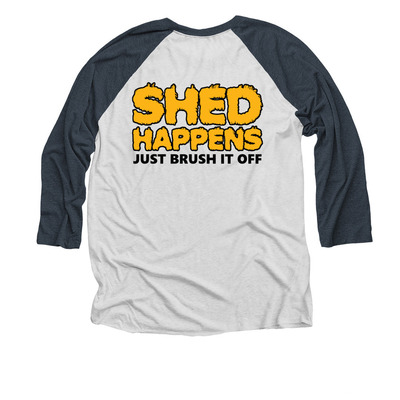 GRRNT Shed Happens Tee, a Indigo and Heather White 3/4 Sleeve Baseball Tee