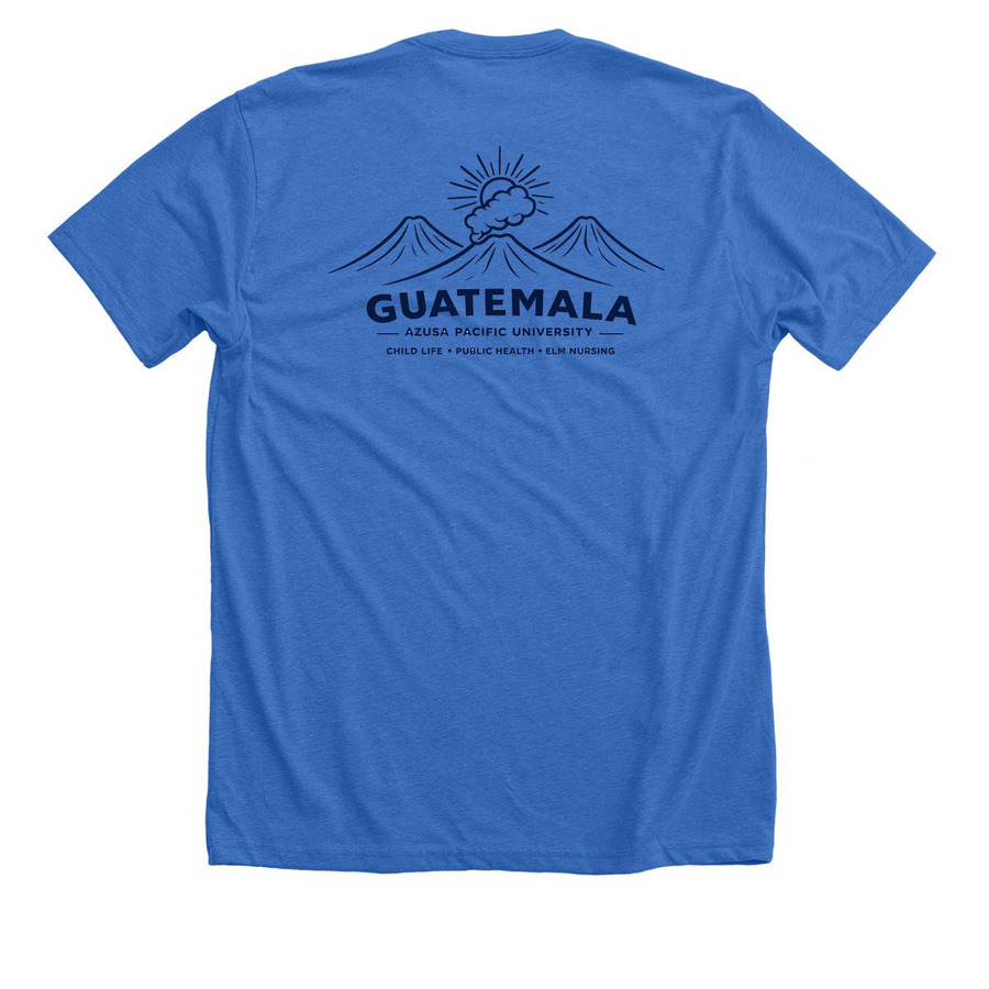 Team Guatemala 2026, a Heather True Royal Premium Unisex Tee (back-view)