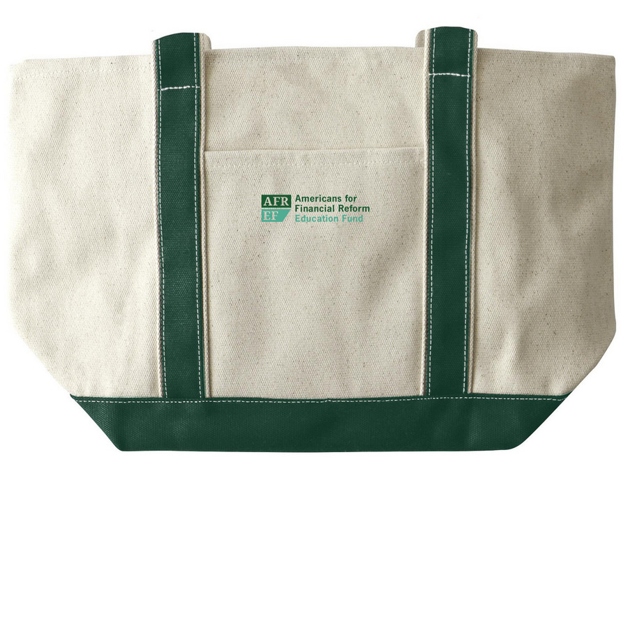 AFREF Horizontal Logo Totes, a Natural/Forest Large Two-Tone Canvas Tote Bag