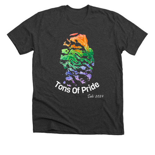 Suki The Elephant Pride Footprint, a Dark Grey Heather Premium Unisex Tee