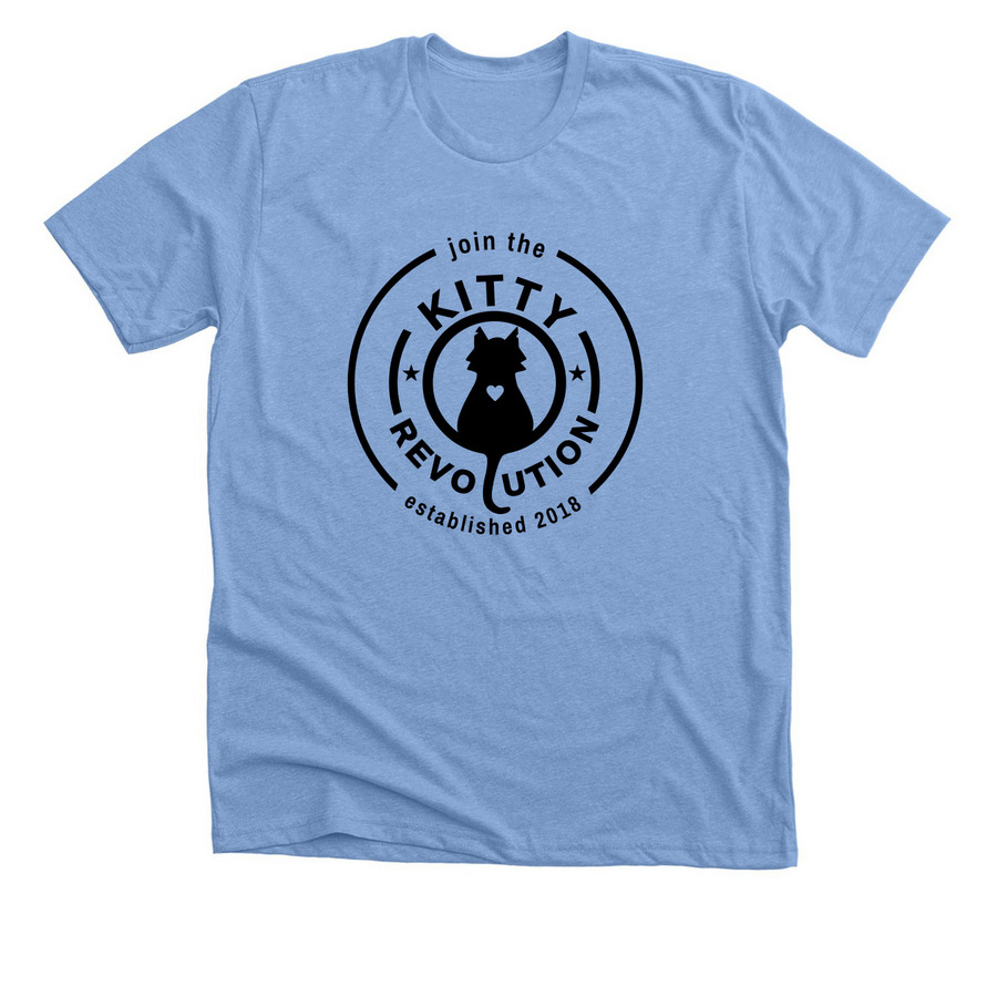 Join the Kitty Revolution Black, a Heather Carolina Blue Premium Unisex Tee