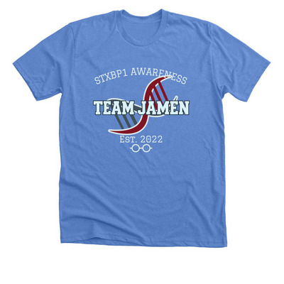 Team Jamen, a Heather Columbia Blue Premium Unisex Tee