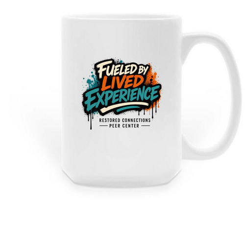 Fueled By Lived Experience&nbsp;, a White Large Coffee Mug
