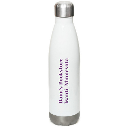 Dana's Bookstore Water Bottle, a White Stainless Steel Water Bottle