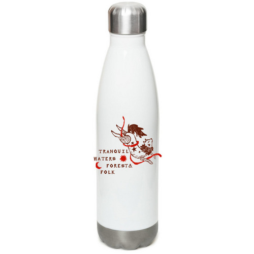 Water Bottle, a White Stainless Steel Water Bottle
