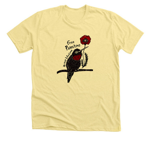 Hummingbird 4 Palestine, a Heather Yellow Gold Premium Unisex Tee