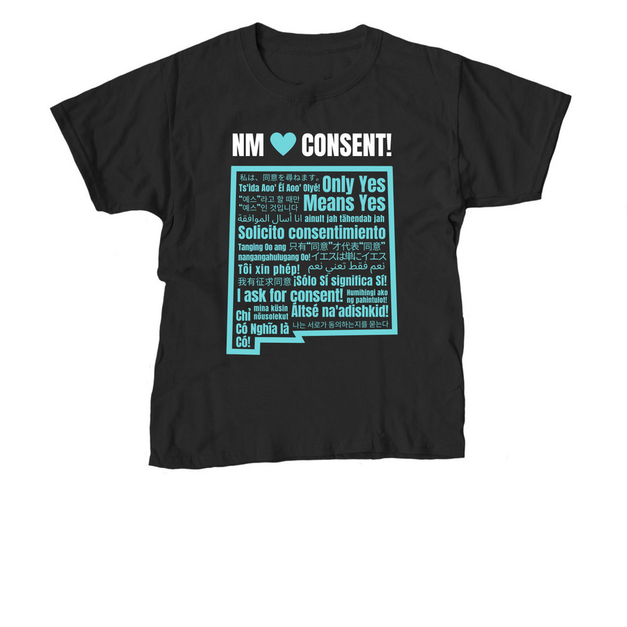 NM Loves Consent!, a Black Youth Unisex Tee