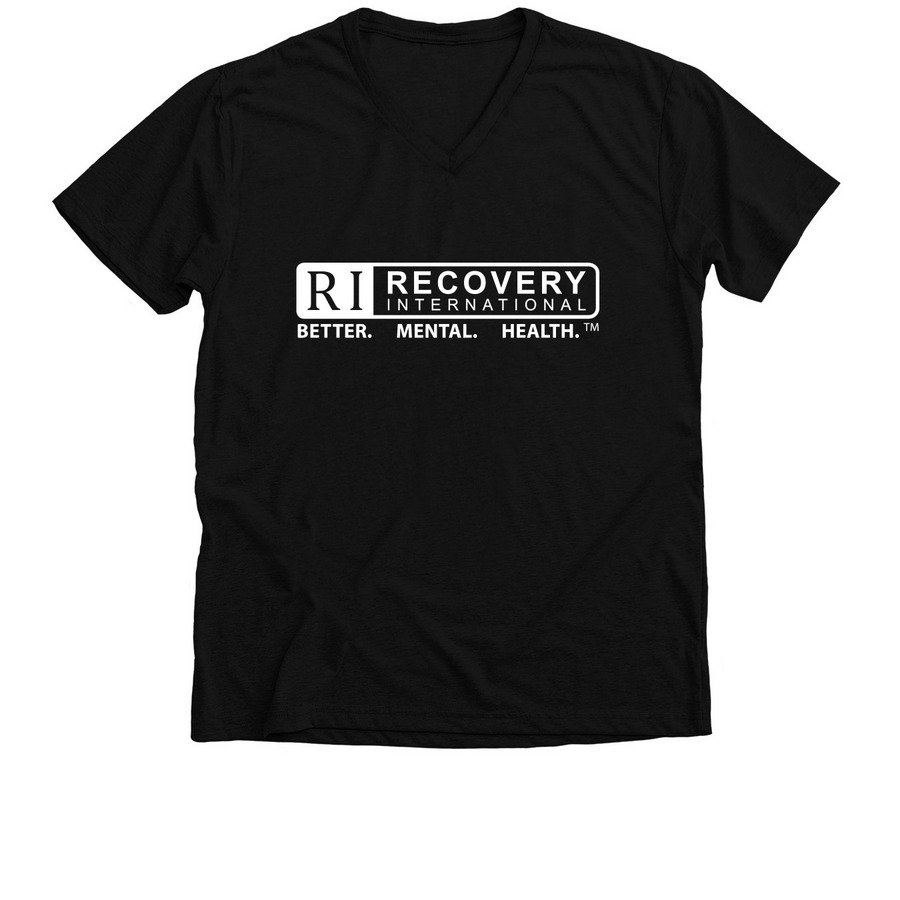 Recovery International Logo, a Solid Black Blend Premium V-Neck Tee