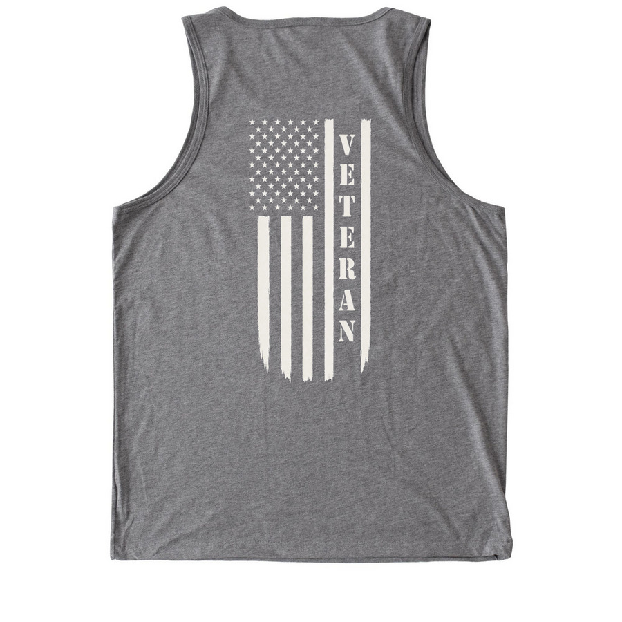 USMC Veteran, a Aluminum Grey Allmade Eco Triblend Tank (back-view)