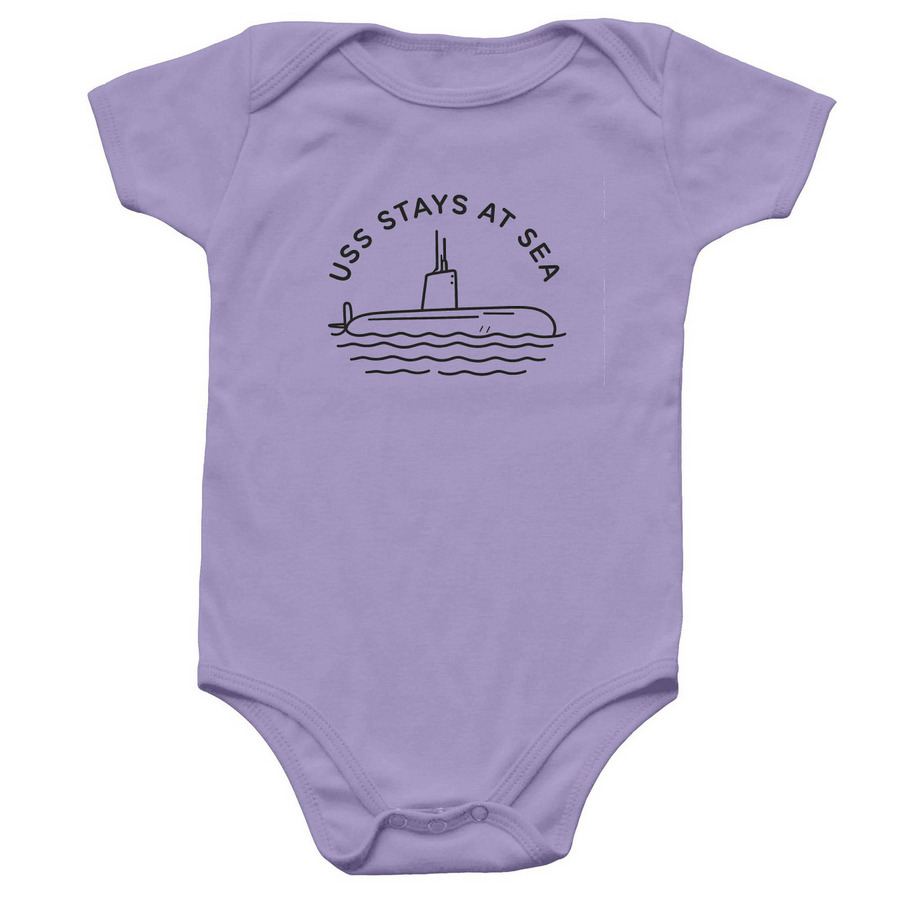 Baby USS Stays at Sea, a Lavender Infant Onesie