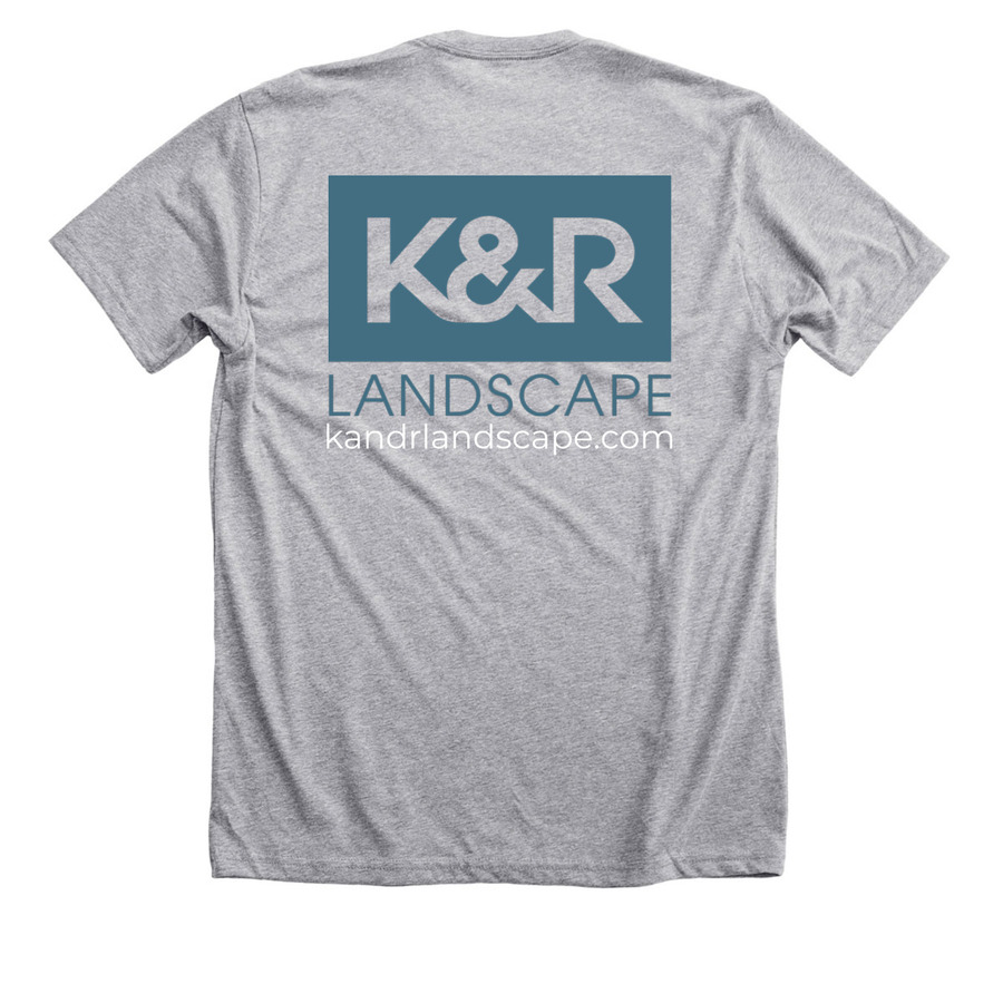 K&R Landscape, a Athletic Heather Premium Unisex Tee (back-view)