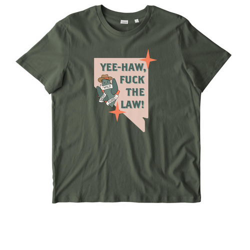 Yee-Haw, F*ck The Law! (Peach), a Khaki Green Stanley/Stella Unisex Crafter Tee