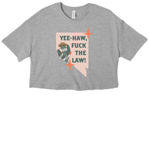 Yee-Haw, F*ck The Law! (Peach), a Athletic Heather Women?s Cropped Cotton Tee