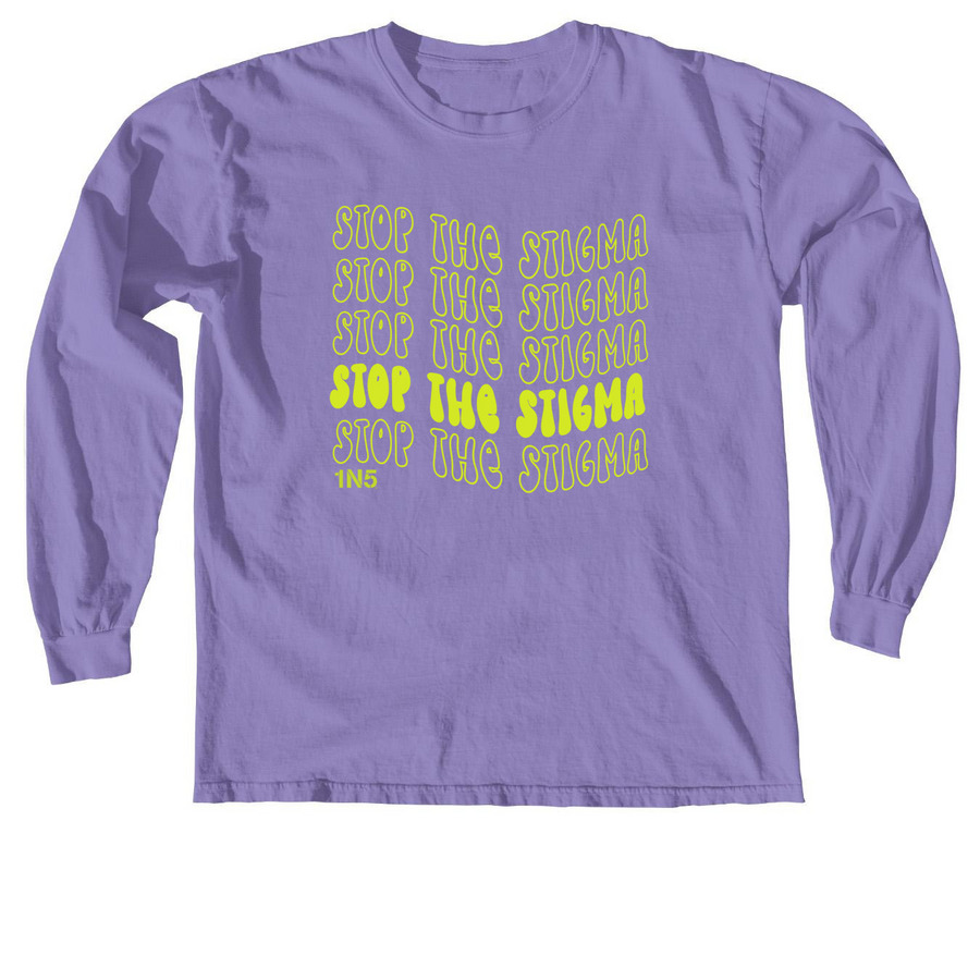 'STOP THE STIGMA RETRO' Shirt Benefiting 1N5, a Violet Comfort Colors Long Sleeve Tee