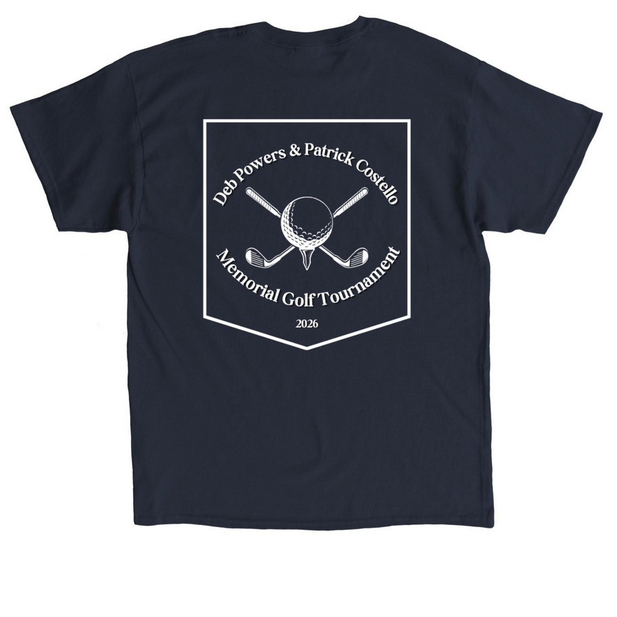 Powers/Costello Memorial Golf Tournament, a Navy Classic Unisex Tee (back-view)