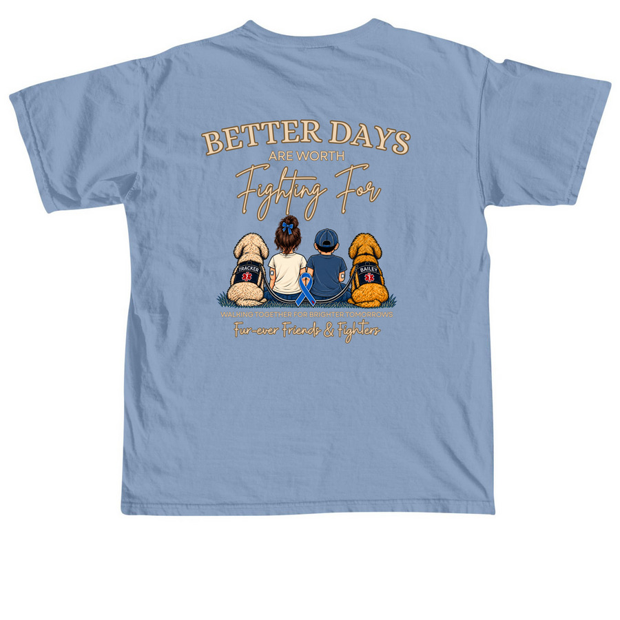 Fighting For A T1D Cure, a Washed Denim Comfort Colors Unisex Tee (back-view)
