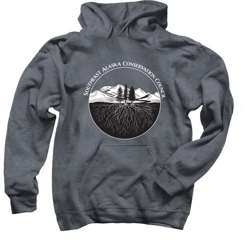 SEACC (River to Roots Design) ? Long Sleeves, a Dark Heather Pullover Hoodie