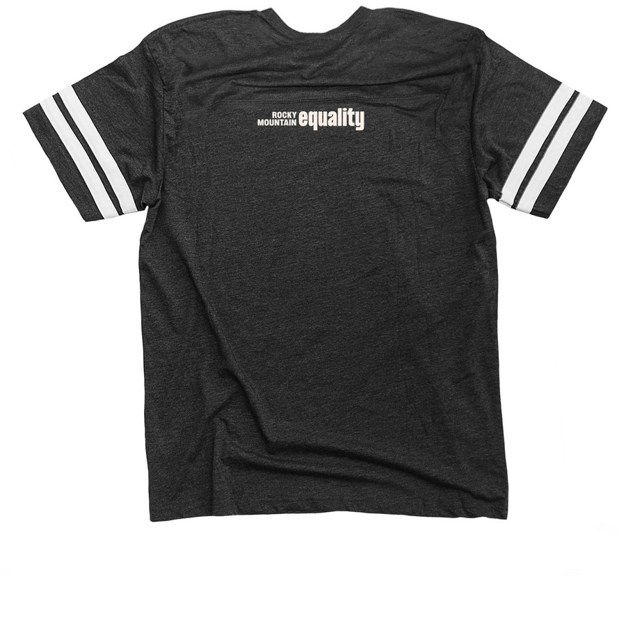 Pride Jersey T-Shirt, a Vintage Smoke / White Football Jersey Tee (back-view)