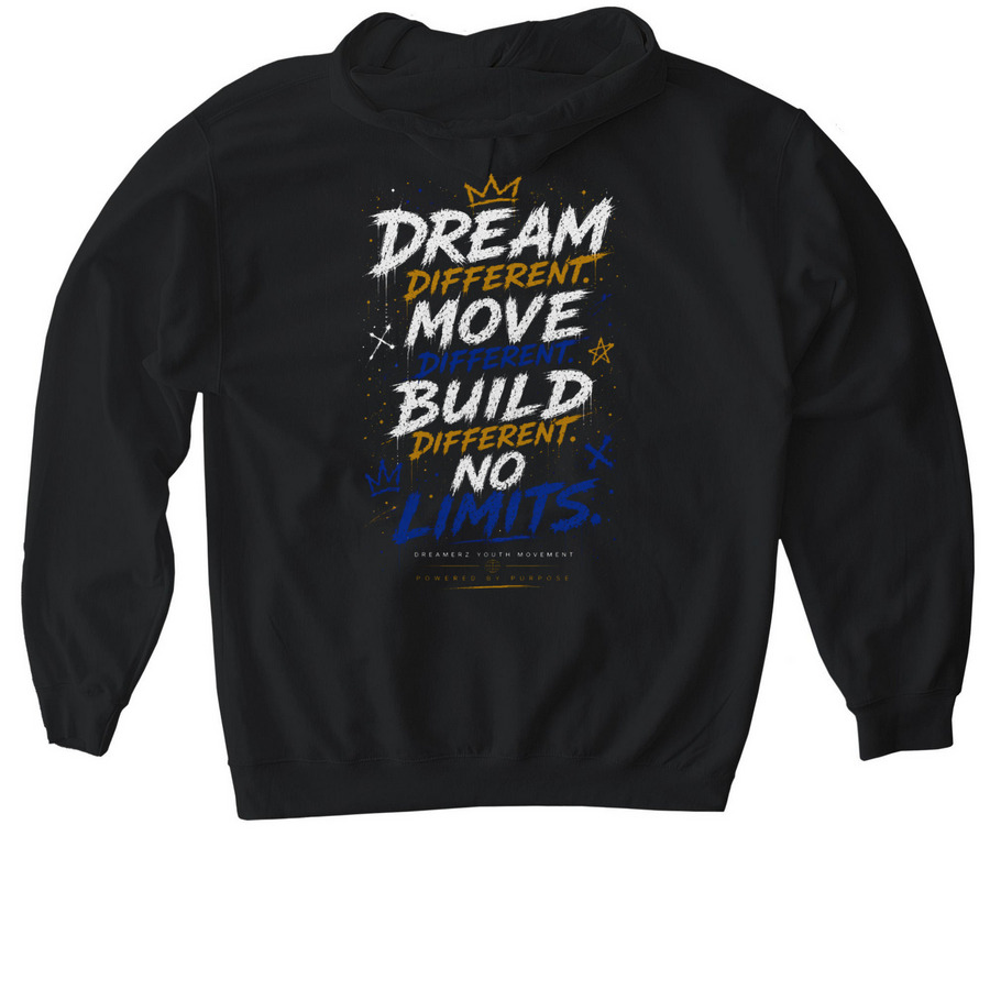 DREAMERZ?: NO LIMITS, a Black Gildan Softstyle Pullover Hoodie (back-view)