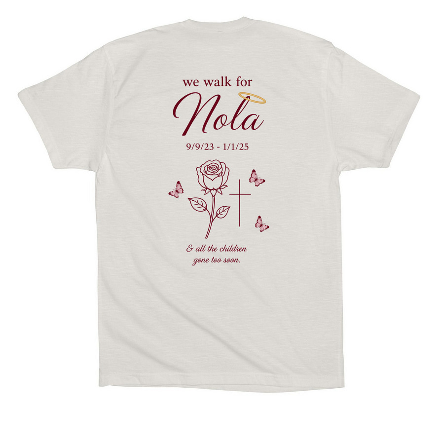 Roses by Nola Walk Shirt&nbsp;, a Vintage White Premium Cotton Tee (back-view)