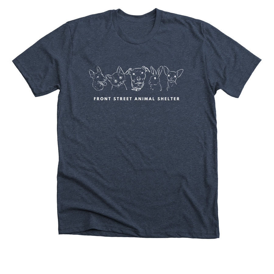 Front Street Animal Shelter&nbsp;, a Heather Midnight Navy Premium Unisex Tee