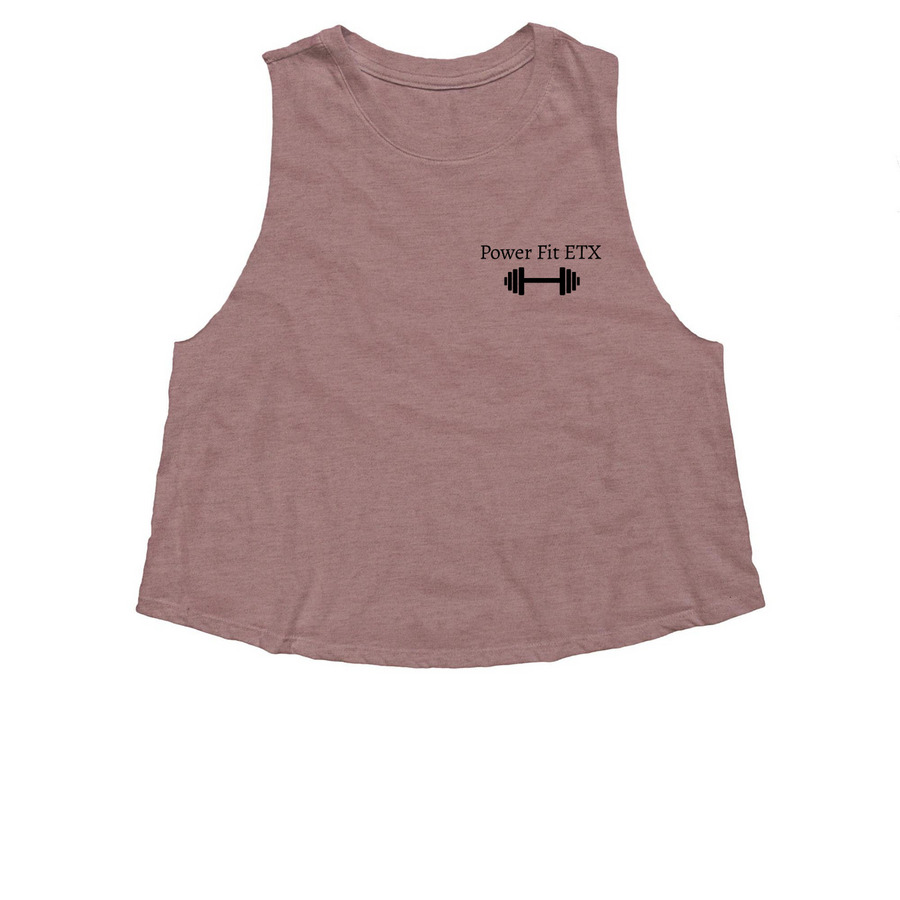 Power Fit ETX, a Heather Mauve Women's Cropped Racerback Tank