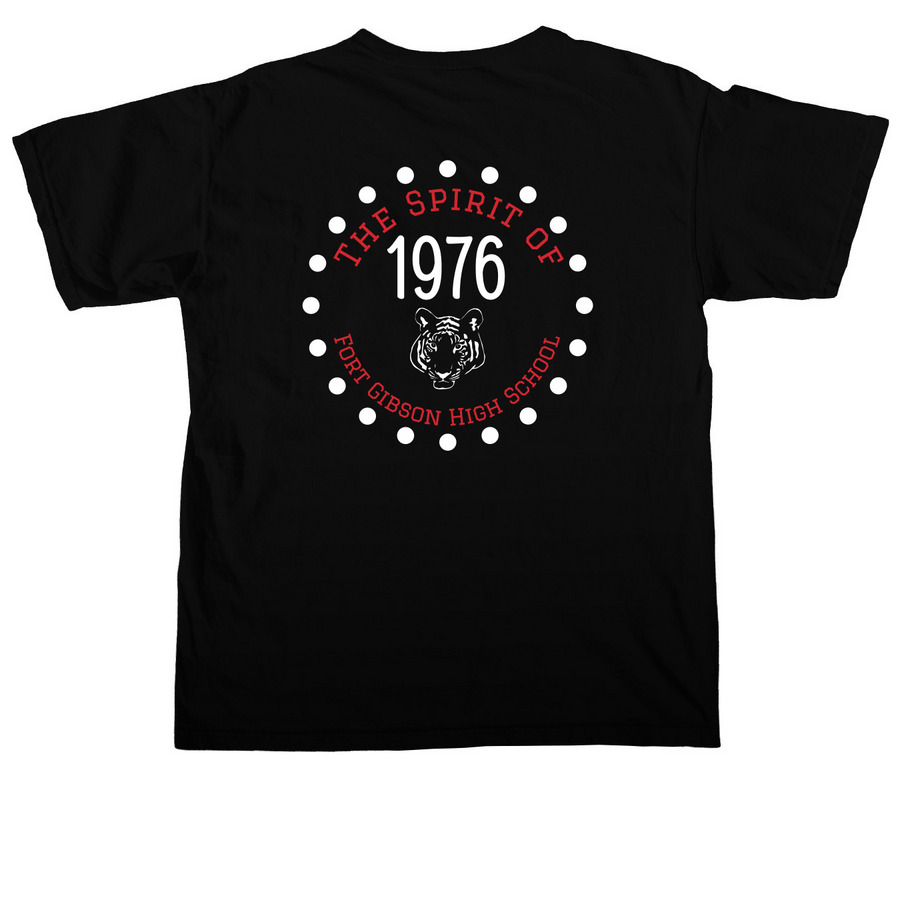 1976 Reunion Shirts, a Black Comfort Colors Unisex Tee (back-view)