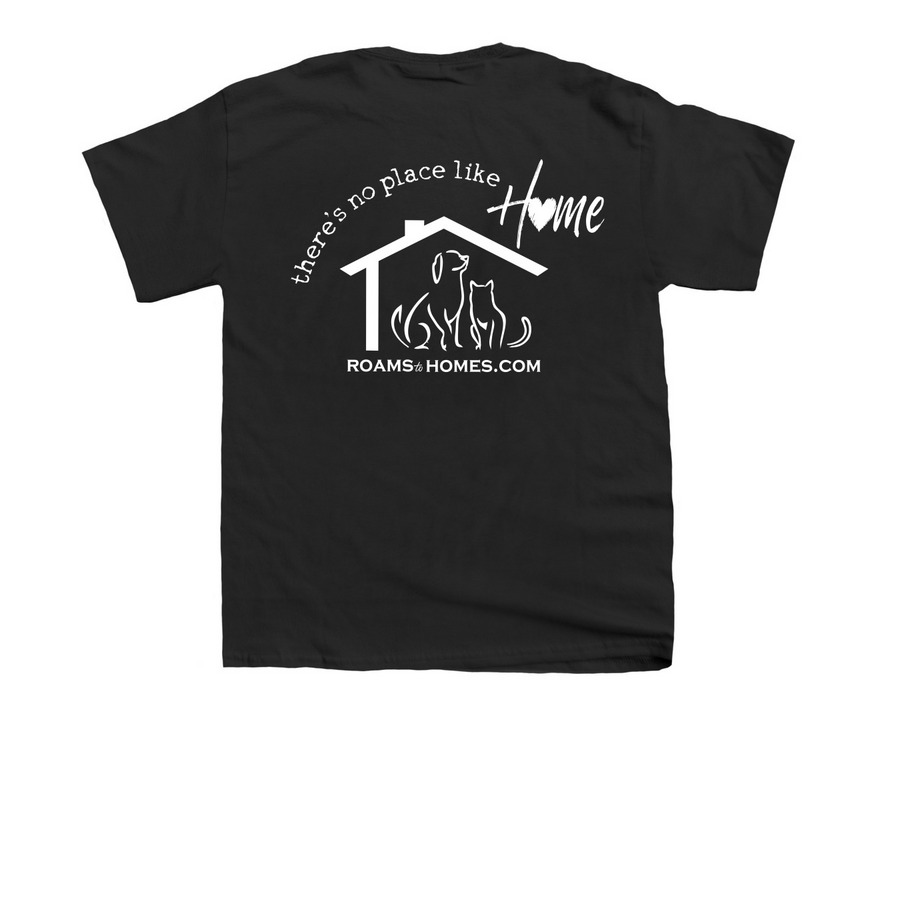 RoamstoHomes there's no place like home, a Black Youth Unisex Tee (back-view)