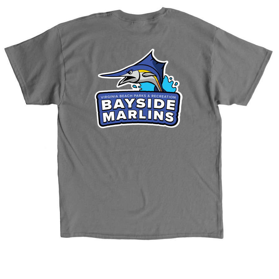 Virginia Beach Swim League Marlins, a Charcoal Classic Unisex Tee (back-view)